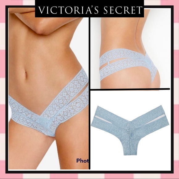 Victoria’s Secret Small Very Sexy Double Banded Lace Cheeky Panty Light Blue - Picture 1 of 6